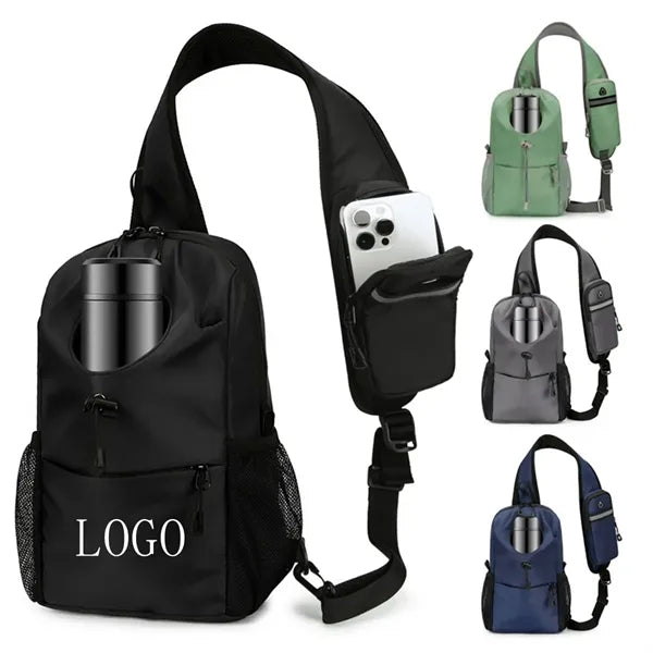 Sling Chest Bag Crossbody Pack With Bottle Phone Pocket