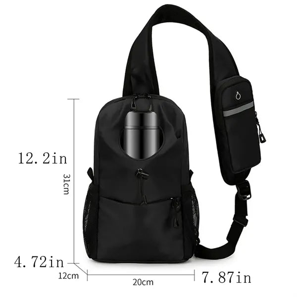 Sling Chest Bag Crossbody Pack With Bottle Phone Pocket