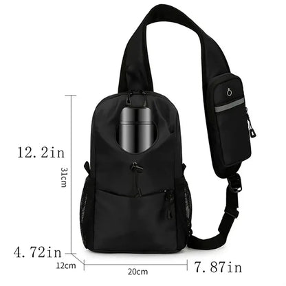 Sling Chest Bag Crossbody Pack With Bottle Phone Pocket