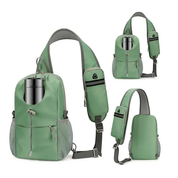 Sling Chest Bag Crossbody Pack With Bottle Phone Pocket