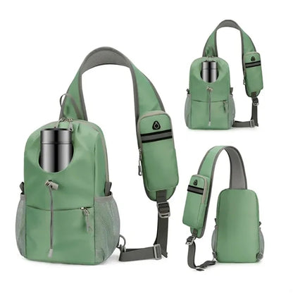 Sling Chest Bag Crossbody Pack With Bottle Phone Pocket