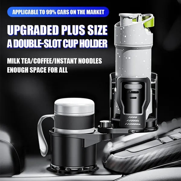 Car Cup Holder Expander 2 in 1 Adjustable Base with Lock