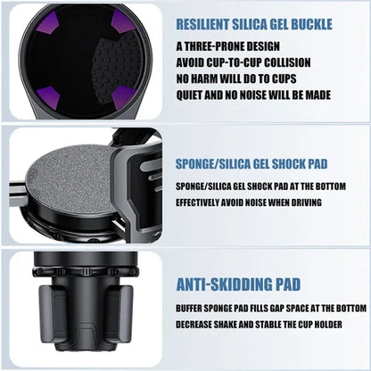 Car Cup Holder Expander 2 in 1 Adjustable Base with Lock