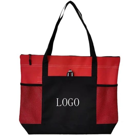 Oxford Tote Bag with Lining Zipper Beach Handbags