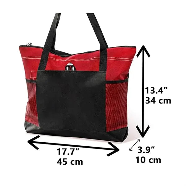 Oxford Tote Bag with Lining Zipper Beach Handbags
