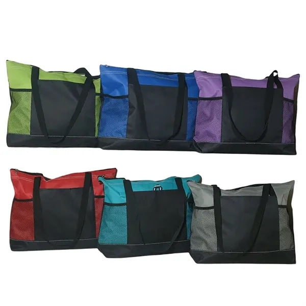 Oxford Tote Bag with Lining Zipper Beach Handbags