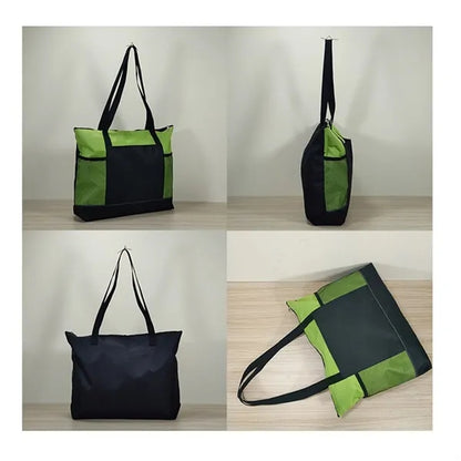 Oxford Tote Bag with Lining Zipper Beach Handbags
