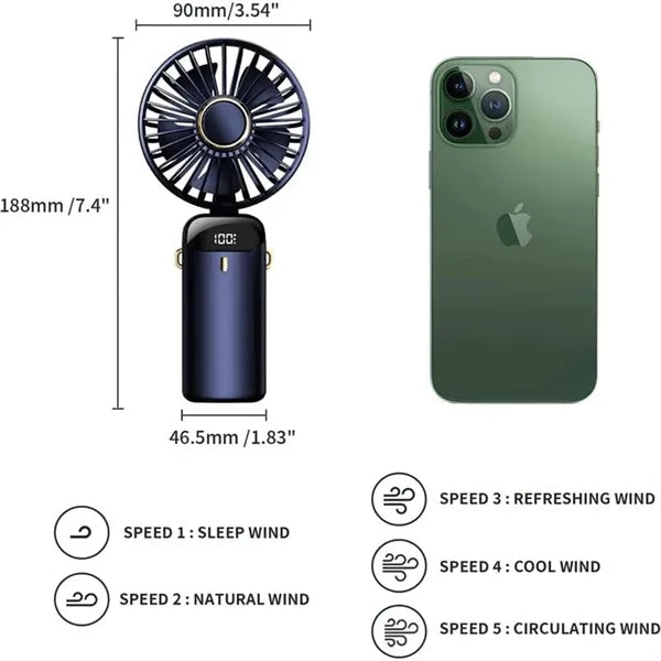 5 in 1 Rechargeable Portable Handheld Fan