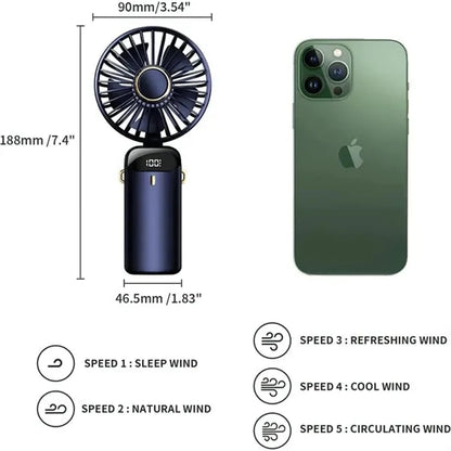 5 in 1 Rechargeable Portable Handheld Fan