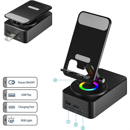 Foldable Cell Phone Stand with Wireless Bluetooth Speaker