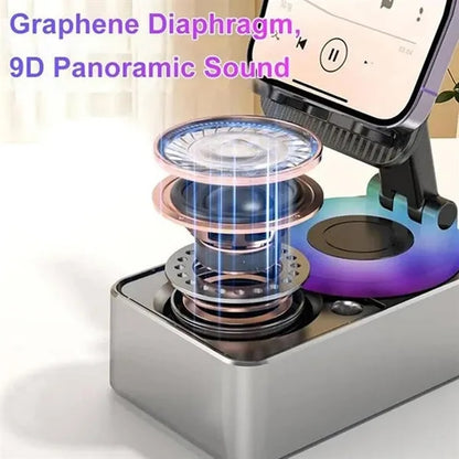 Foldable Cell Phone Stand with Wireless Bluetooth Speaker