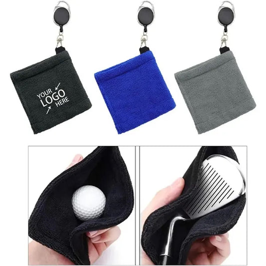 Microfiber Portable Golf Clean Towel with Retractable Cord