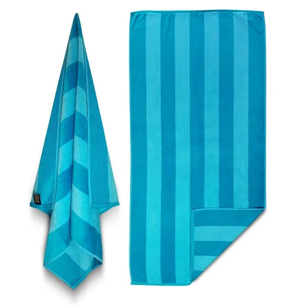 30x60 Beach Towels Cotton Velour Two Tone Cabana Stripe