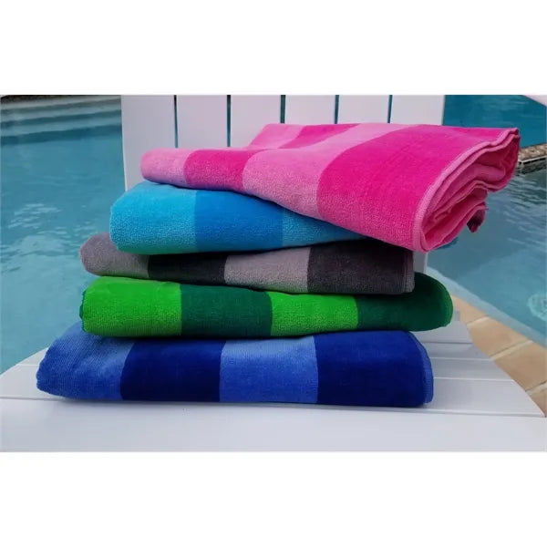 30x60 Beach Towels Cotton Velour Two Tone Cabana Stripe