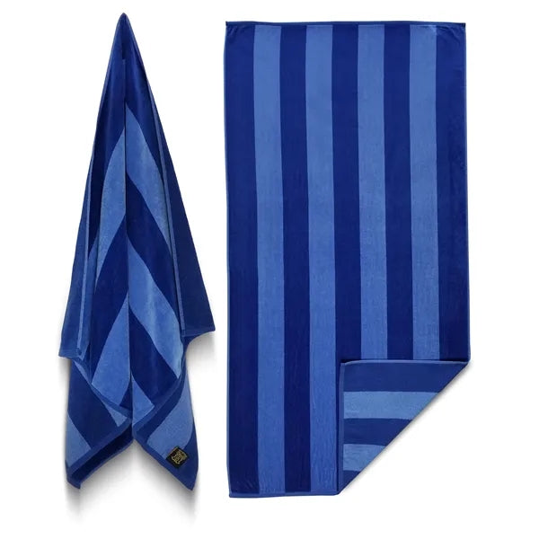 30x60 Beach Towels Cotton Velour Two Tone Cabana Stripe