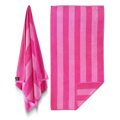 30x60 Beach Towels Cotton Velour Two Tone Cabana Stripe