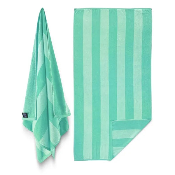 30x60 Beach Towels Cotton Velour Two Tone Cabana Stripe