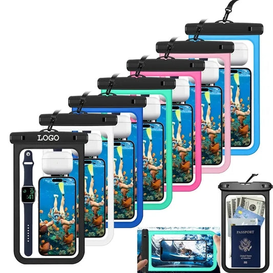 10" Waterproof Phone Pouch Passport Dry Bag with Lanyard
