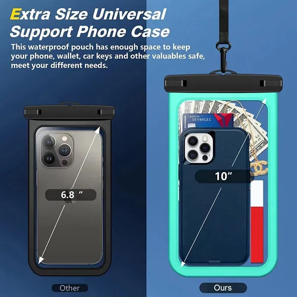 10" Waterproof Phone Pouch Passport Dry Bag with Lanyard