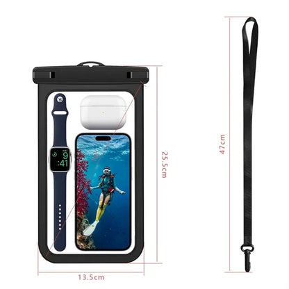 10" Waterproof Phone Pouch Passport Dry Bag with Lanyard