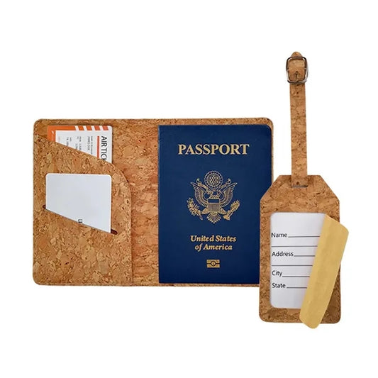 Cork Passport Holder and Luggage Tag Set