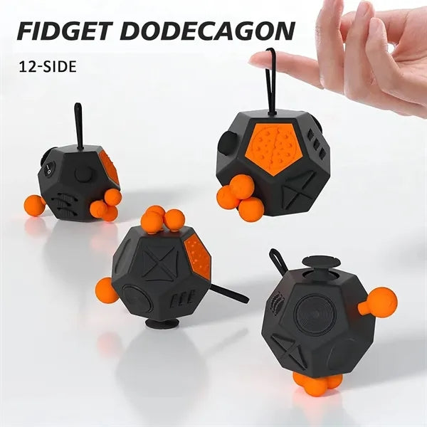 12-Side Fidget Toys Cube Relieves Stress with Strap