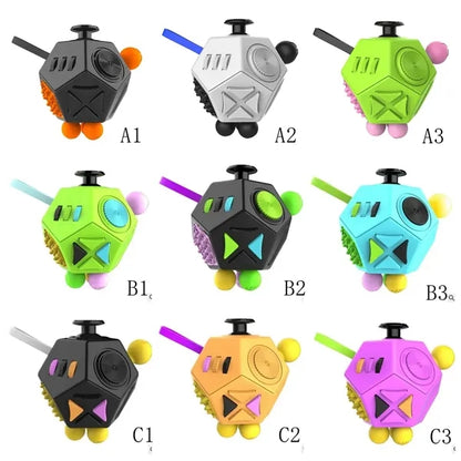 12-Side Fidget Toys Cube Relieves Stress with Strap