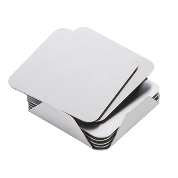 6 Piece Stainless Steel Coaster Set with Stand