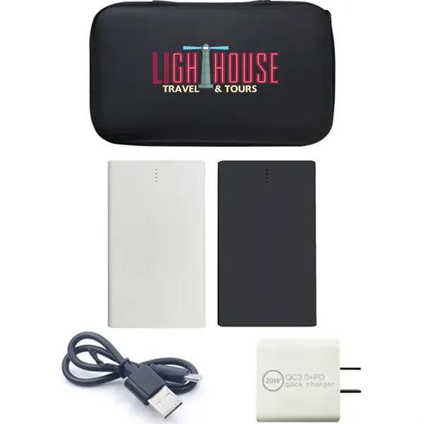20w Charger and 4000 mAH Slim Card Power Bank Set
