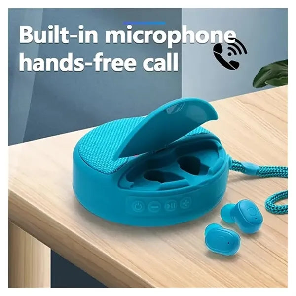 2 in 1 Bluetooth Speaker with Wireless Earbuds