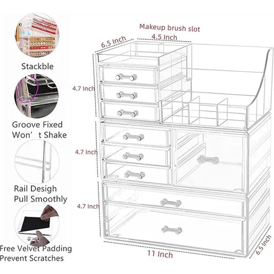Acrylic Clear Make Up Organizers For Counter
