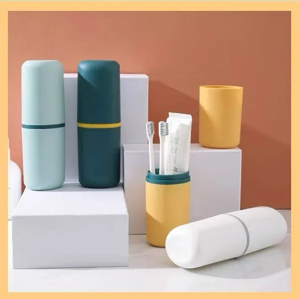 Portable Travel Toothbrush Holder Cup With Storage Case Lid
