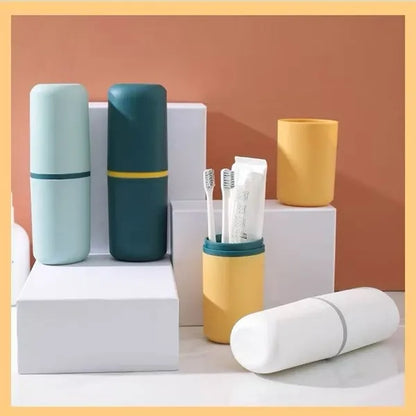 Portable Travel Toothbrush Holder Cup With Storage Case Lid