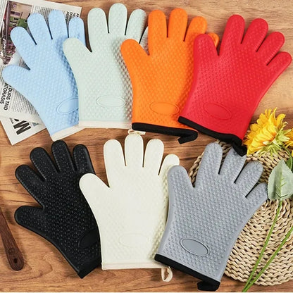 Five Fingers Pot Holder Cotton Silicone Gloves