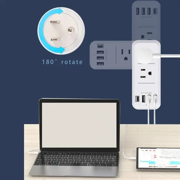 Rotatable USB Multi Plug Outlet Extender Socket Patch Board