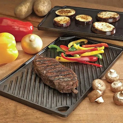16.7x9.5 IN Cast Iron Rectangular Reversible Grill/Griddle