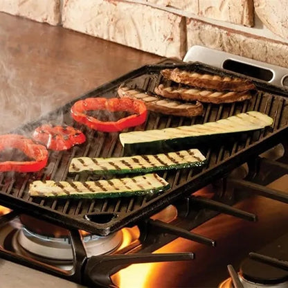 16.7x9.5 IN Cast Iron Rectangular Reversible Grill/Griddle