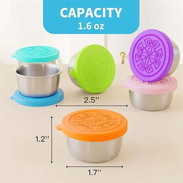 6 PCS 1.6 oz Stainless Steel Salad Sauce Containers