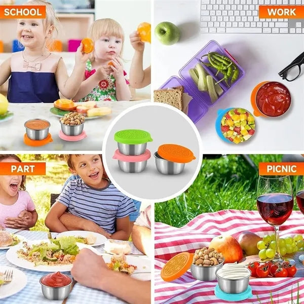 6 PCS 1.6 oz Stainless Steel Salad Sauce Containers
