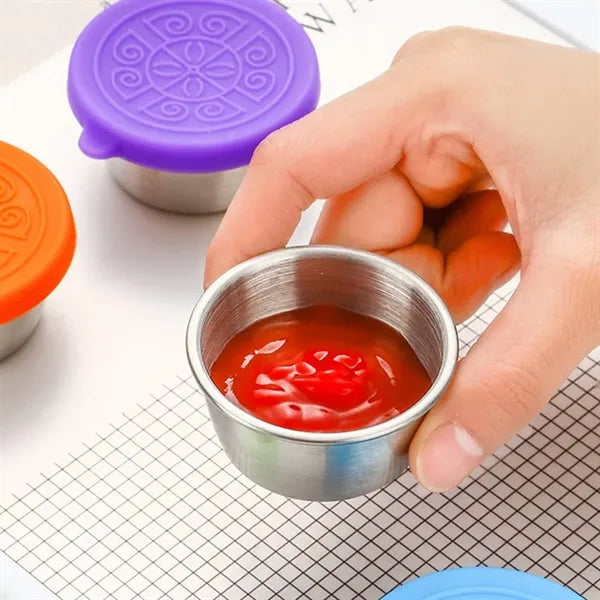 6 PCS 1.6 oz Stainless Steel Salad Sauce Containers