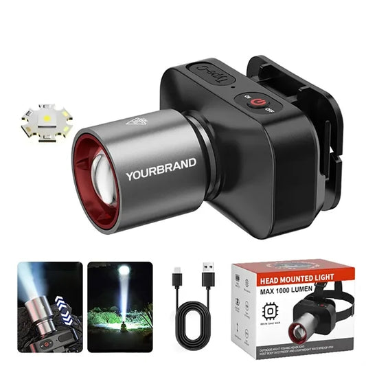 Rechargeable Adjustable Zoom LED Headlamp