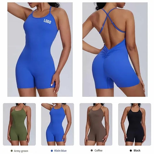 Women's U-Neck Crisscross Back Scrunch Butt Yoga Romper