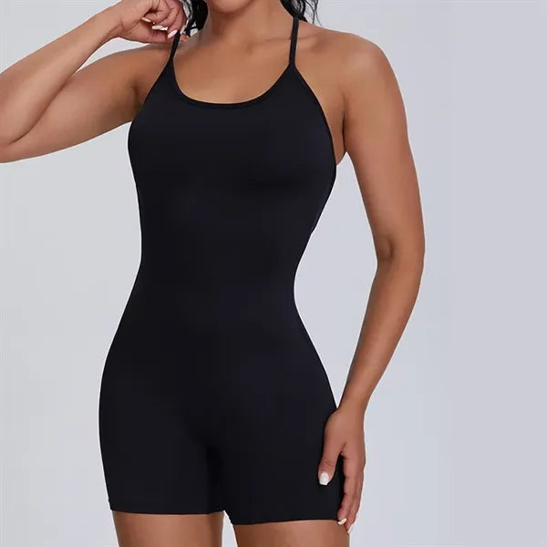 Women's U-Neck Crisscross Back Scrunch Butt Yoga Romper
