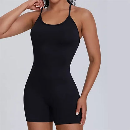 Women's U-Neck Crisscross Back Scrunch Butt Yoga Romper