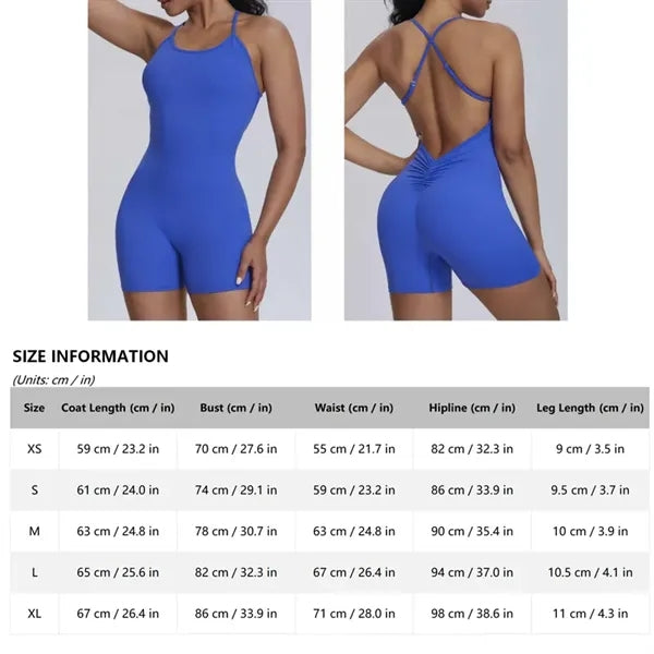 Women's U-Neck Crisscross Back Scrunch Butt Yoga Romper