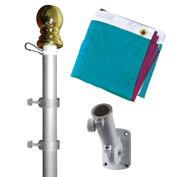 Deluxe 2' x 3' Flag Kit with Pole and Silver Bracket