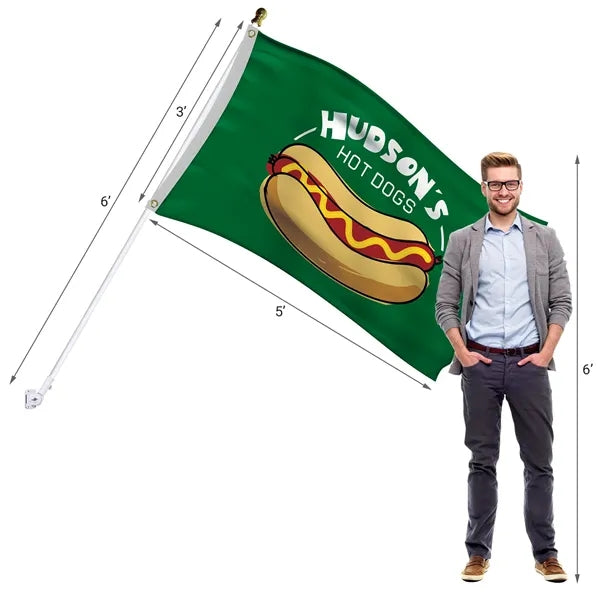 Deluxe 3' x 5' Flag Kit with Pole and White Bracket