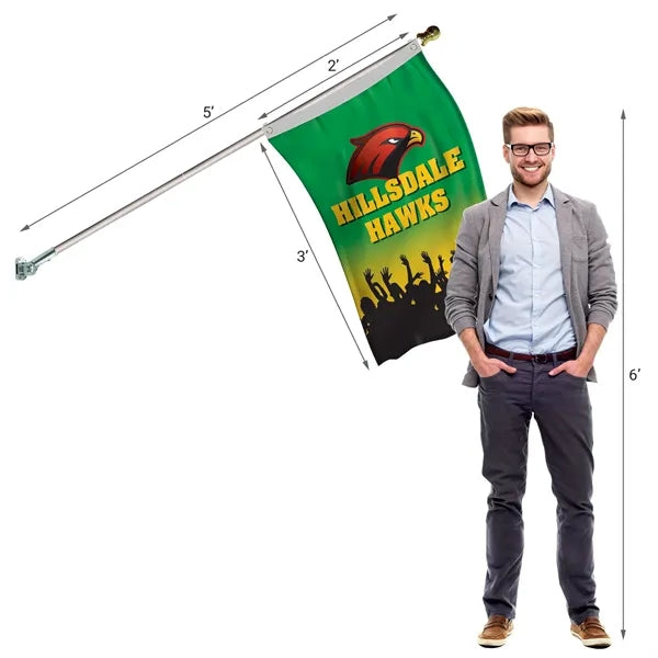 Banner Kit with 2' x 3' Flag and Silver Bracket