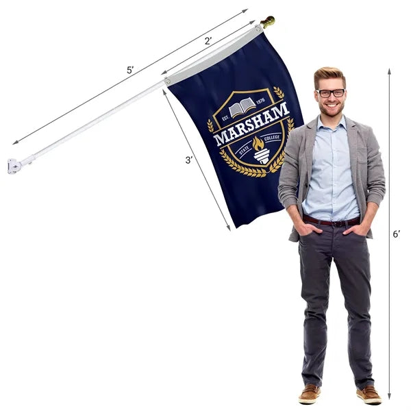 Banner Kit with 2' x 3' Flag and White Bracket