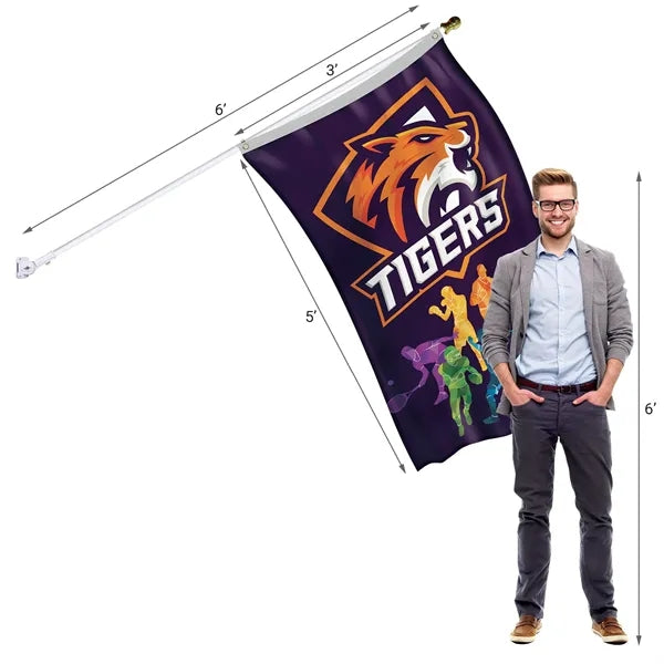 Banner Kit with 3' x 5' Flag and White Bracket